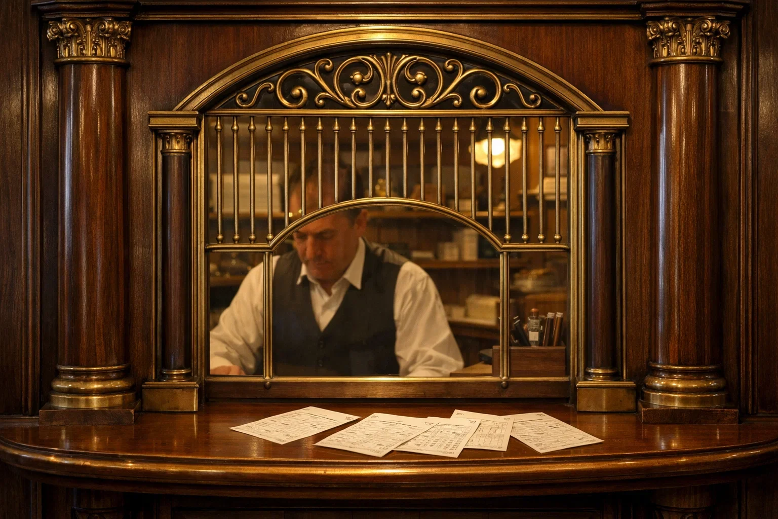 Historischer Totalisator-Schalter an der Rennbahn