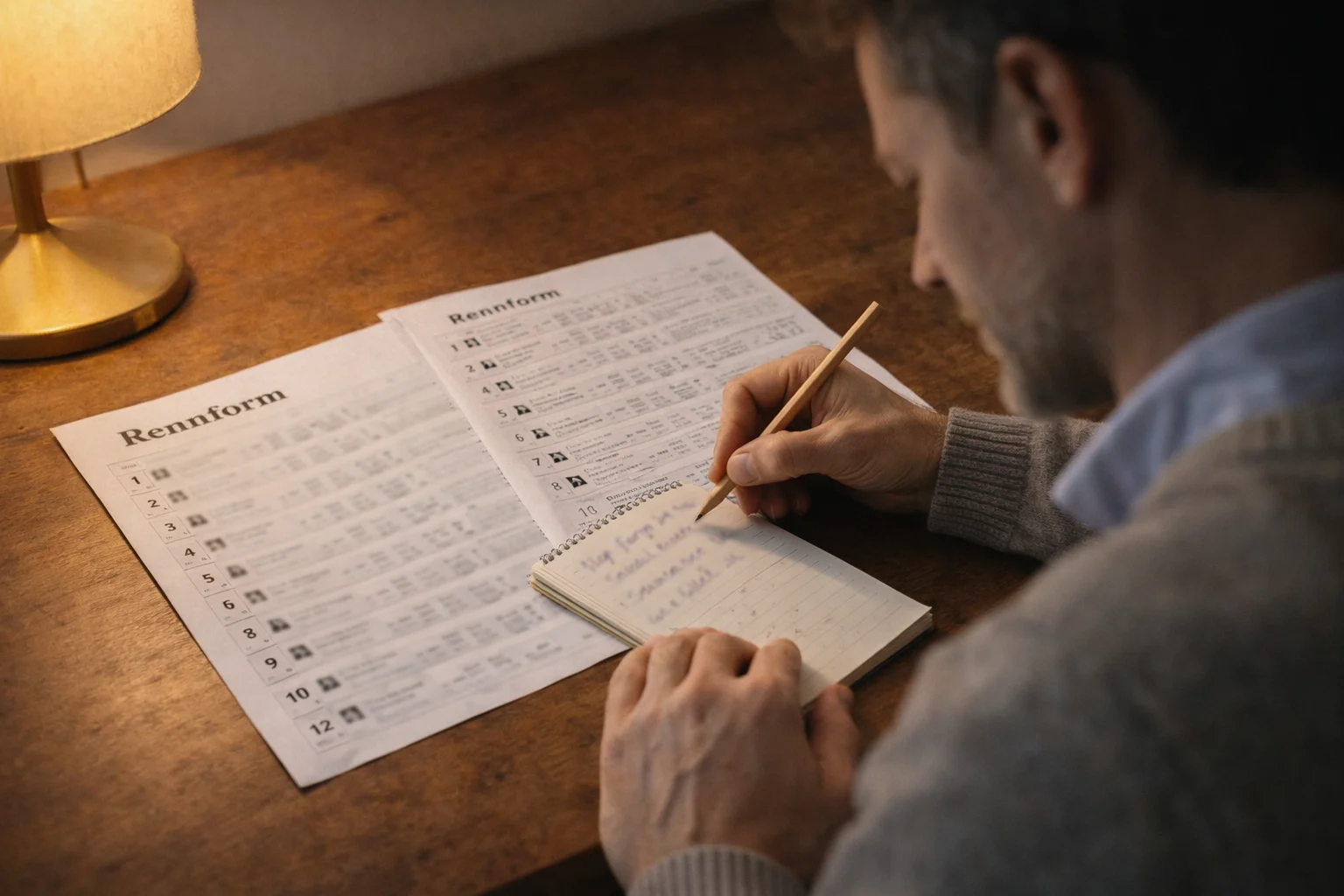 Wetter analysiert Rennprogramm mit Notizen