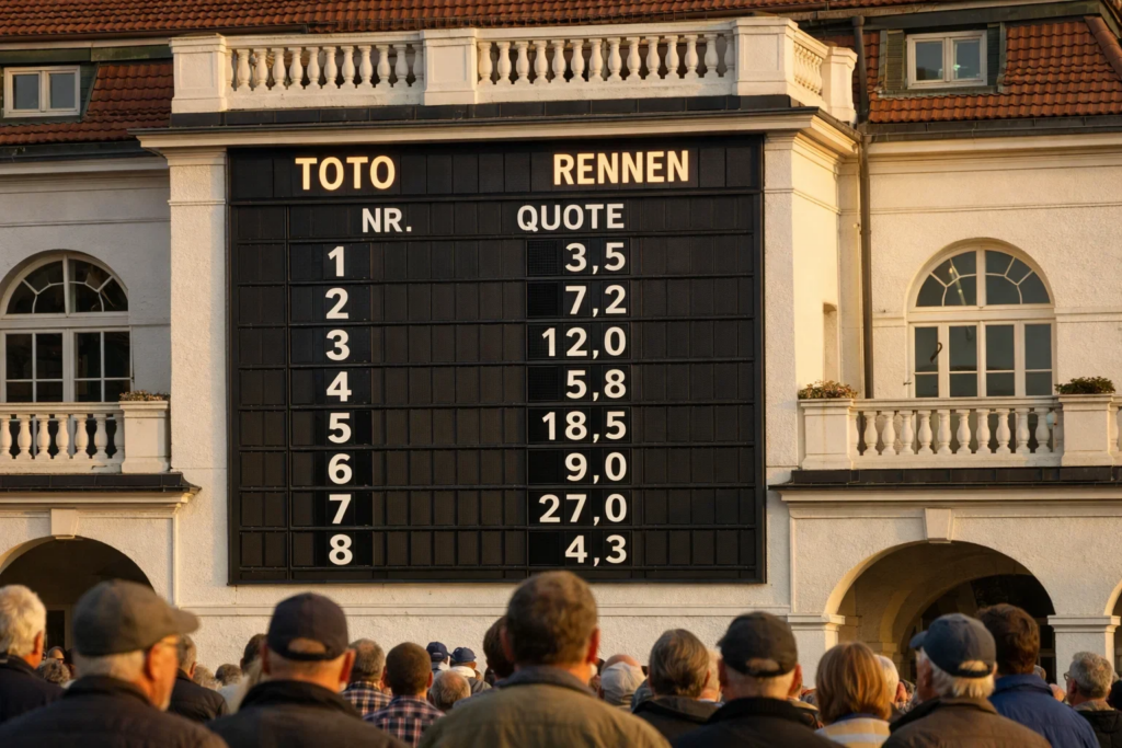 Person analysiert Wettschein mit Pferderennen-Statistiken