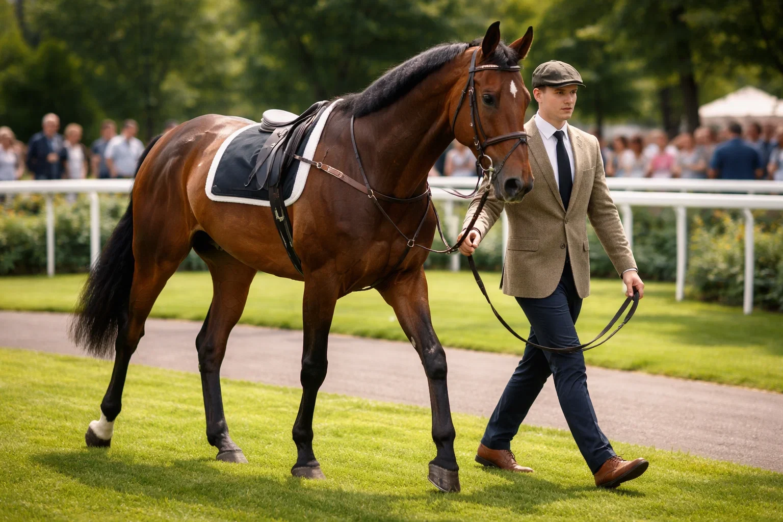 Siegwette Erklärung mit Rennpferd im Führring